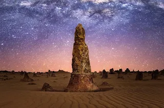 Pinnacles Desert under a star-filled night sky